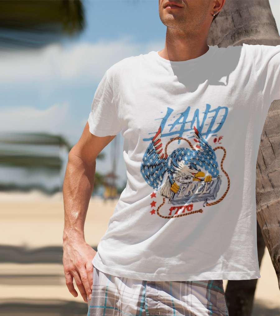 Land Of The Free 1776 Bald Eagle Patriotism T-Shirt