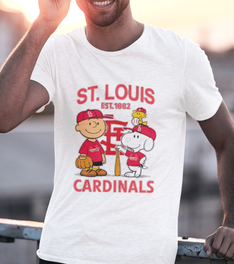 St. Louis Cardinals Est 1882 Charlie Brown Snoopy Woodstock MLB T-Shirt