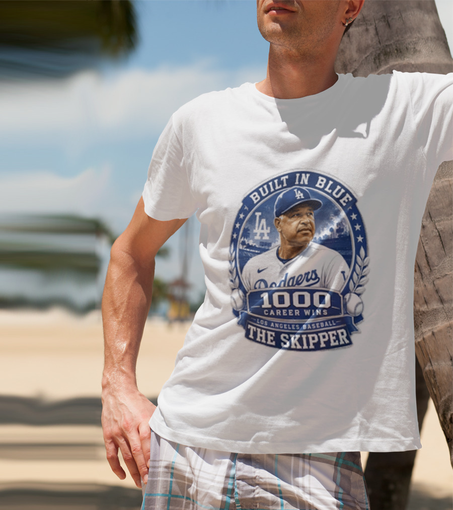 Built In Blue Los Angeles Dodgers Dave Roberts 1000 Career Wins The Skipper T-Shirt