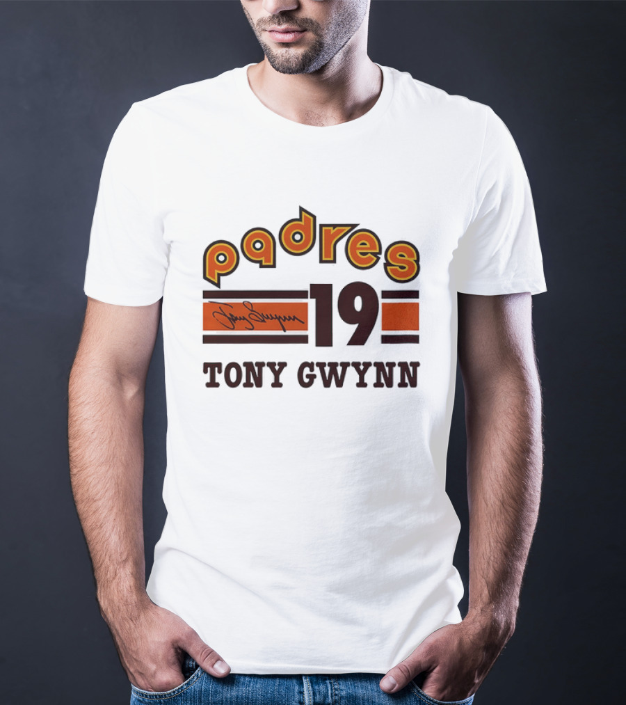Padres 19 Tony Gwynn Signature T-Shirt