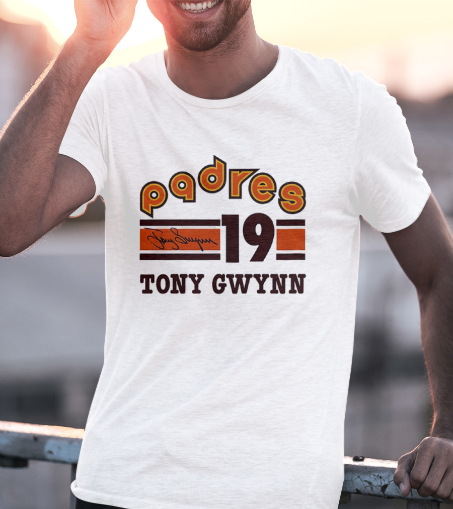 Padres 19 Tony Gwynn Signature T-Shirt