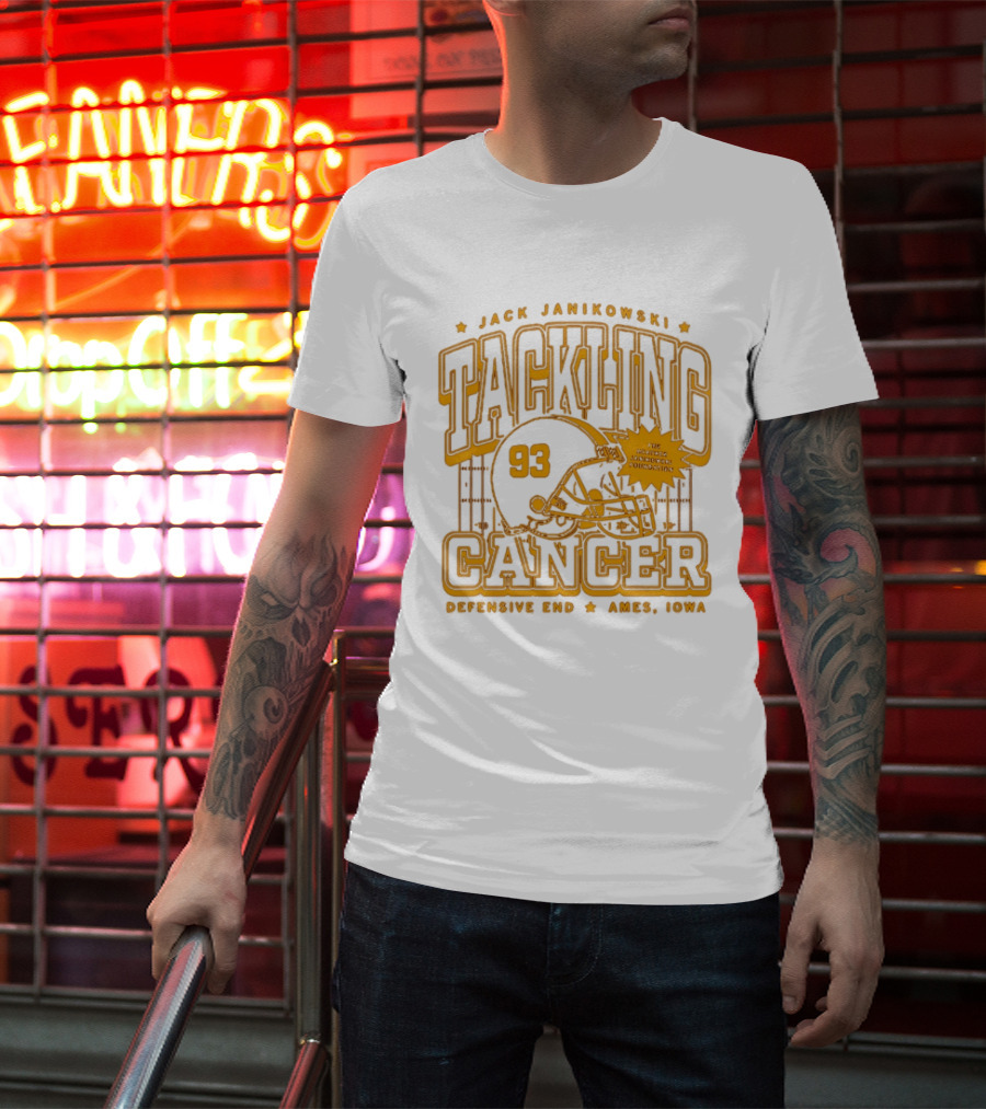 Jack Janikowski Tackling Cancer Defensive End 93 Ames Iowa Schmidt Foundation T-Shirt