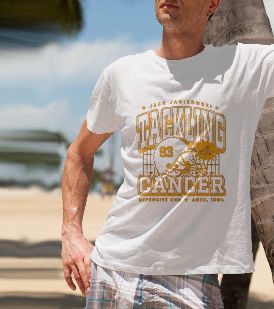 Jack Janikowski Tackling Cancer Defensive End 93 Ames Iowa Schmidt Foundation T-Shirt