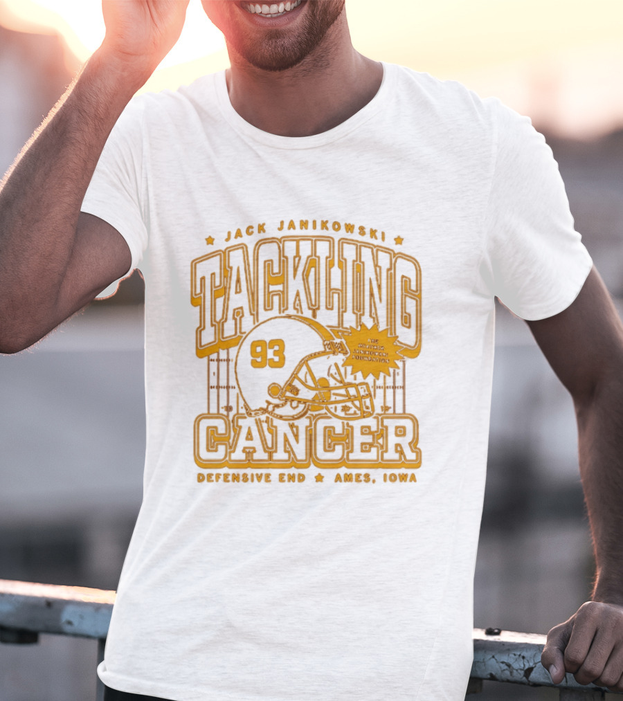 Jack Janikowski Tackling Cancer Defensive End 93 Ames Iowa Schmidt Foundation T-Shirt