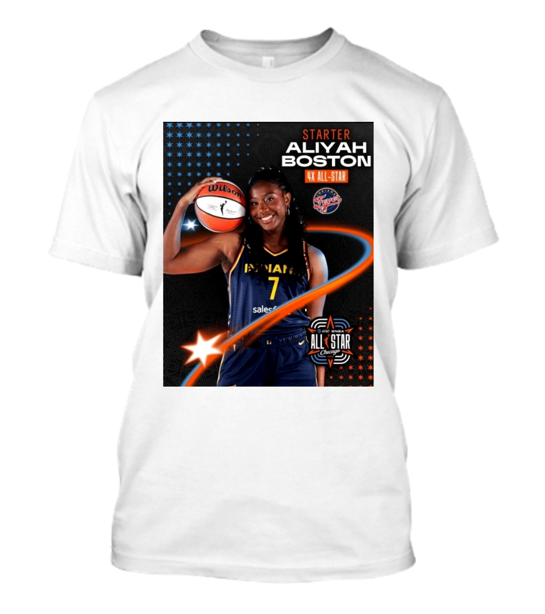 Starter Aliyah Boston 4x All Star Ind State Fever AT&T WNBA All Star 2026 Chicago T-Shirt