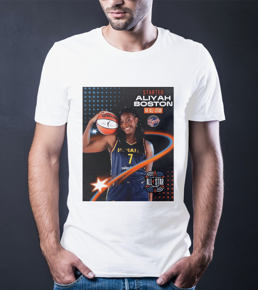 Starter Aliyah Boston 4x All Star Ind State Fever AT&T WNBA All Star 2026 Chicago T-Shirt