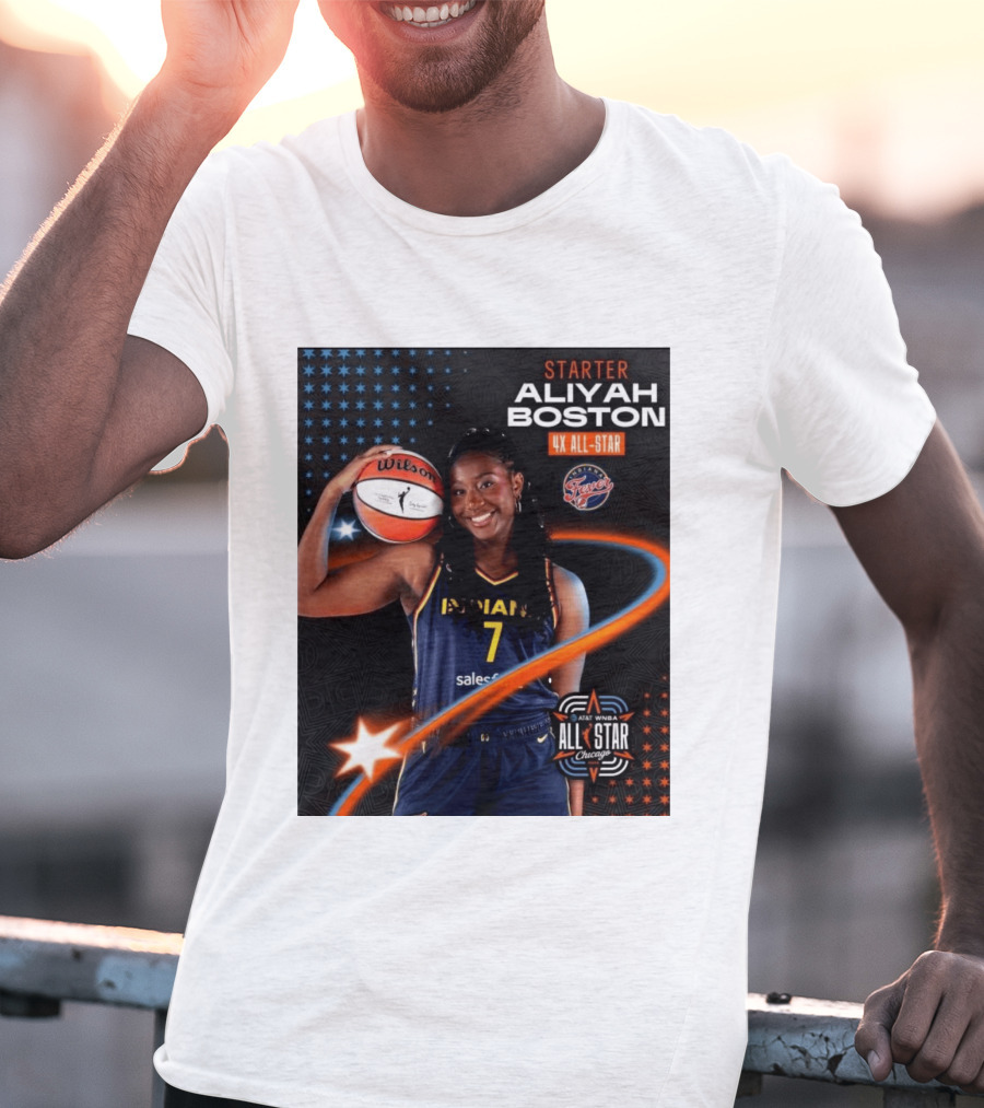 Starter Aliyah Boston 4x All Star Ind State Fever AT&T WNBA All Star 2026 Chicago T-Shirt