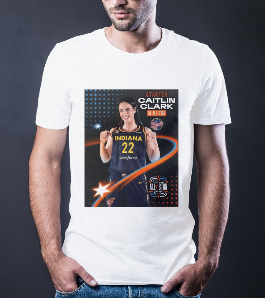 Starter Caitlin Clark Indiana 3X All Star Fever AT&T WNBA All Star Chicago T-Shirt
