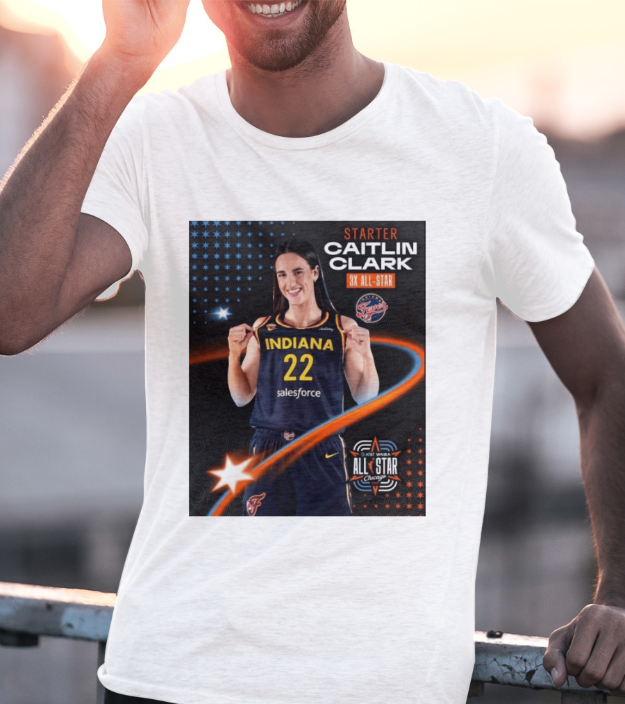 Starter Caitlin Clark Indiana 3X All Star Fever AT&T WNBA All Star Chicago T-Shirt