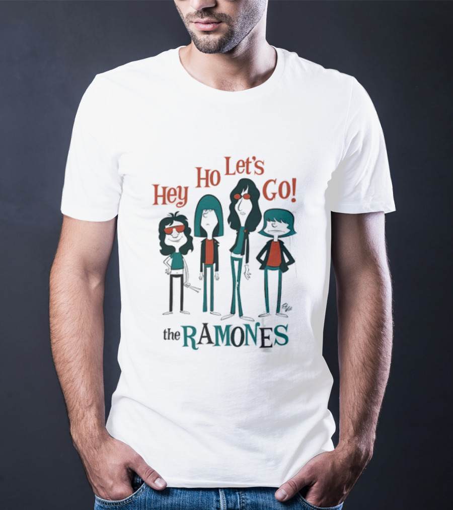 The Ramones Hey Ho Let's Go Cartoon Band Members T-Shirt