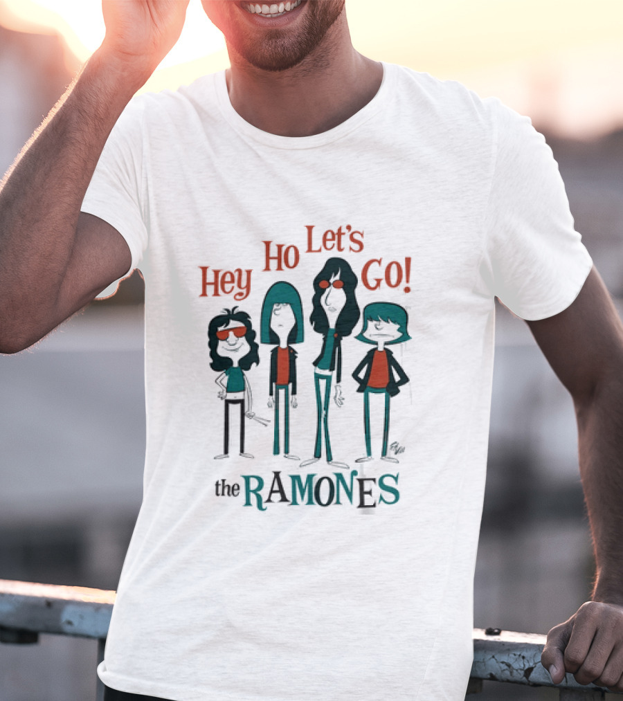 The Ramones Hey Ho Let's Go Cartoon Band Members T-Shirt