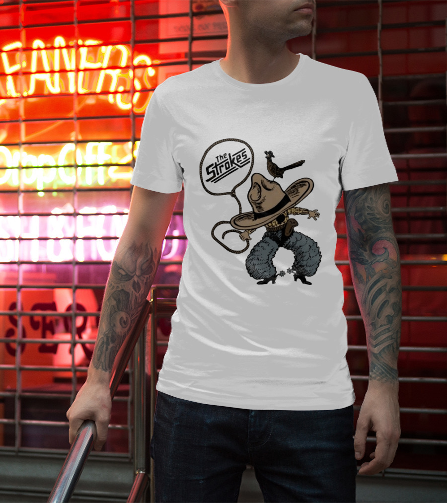 The Strokes Cowboy Roadrunner Western Lasso Band Music T-Shirt
