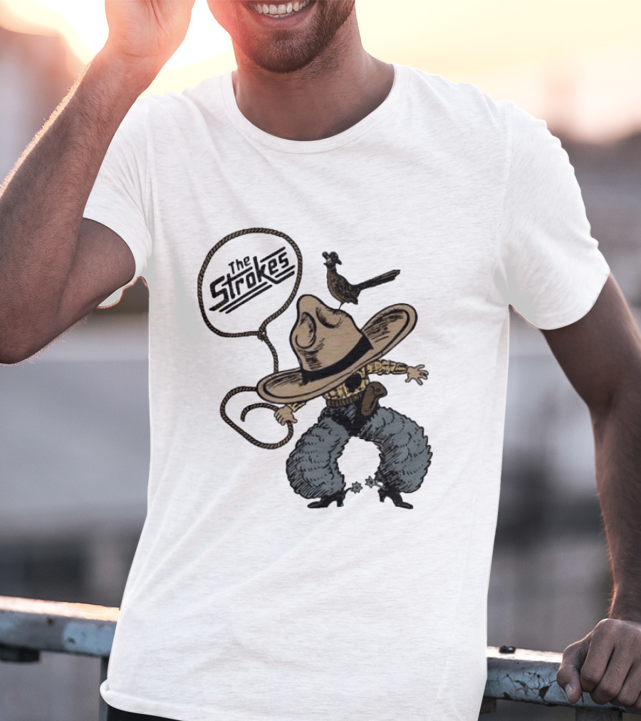 The Strokes Cowboy Roadrunner Western Lasso Band Music T-Shirt