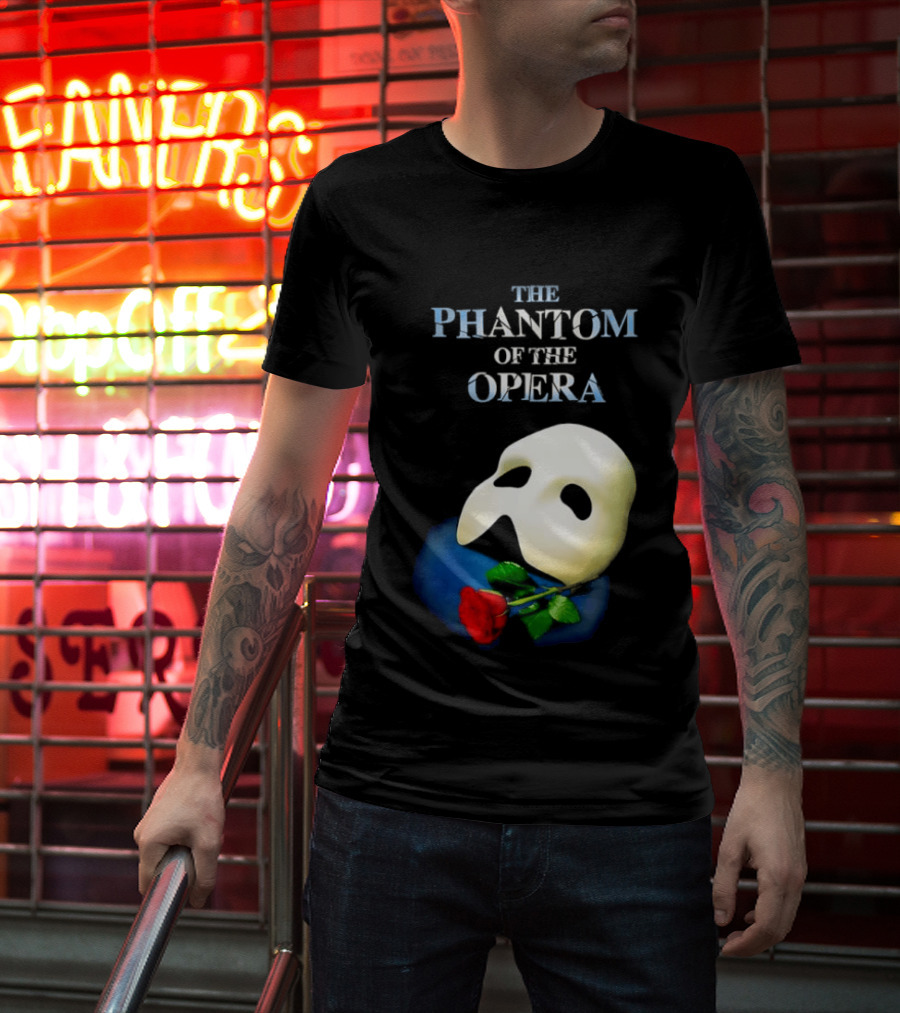 The Phantom Of The Opera Mask With Red Rose T-Shirt