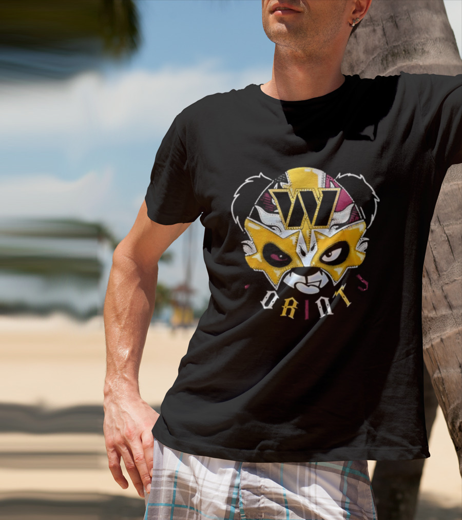Panda Luchador Wrestling Mask Washington Commanders W Prunts T-Shirt