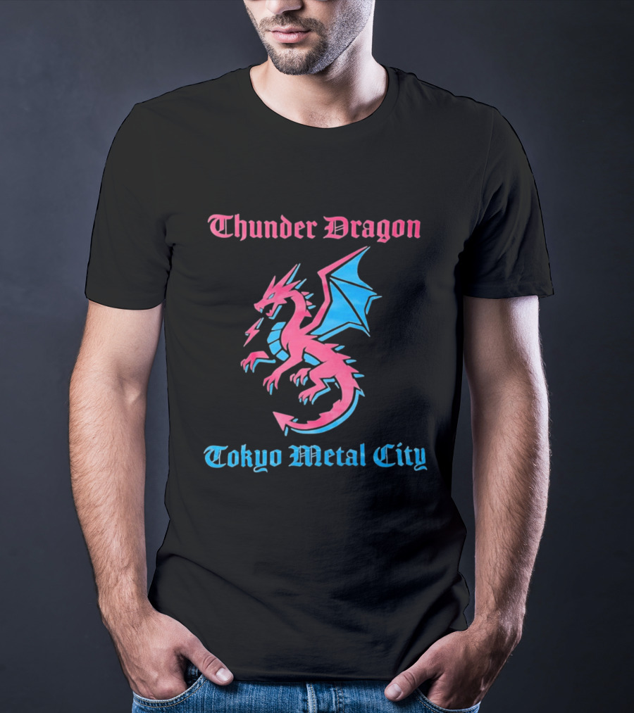 Thunder Dragon Tokyo Metal City Fantasy Dragon Winged Creature T-Shirt