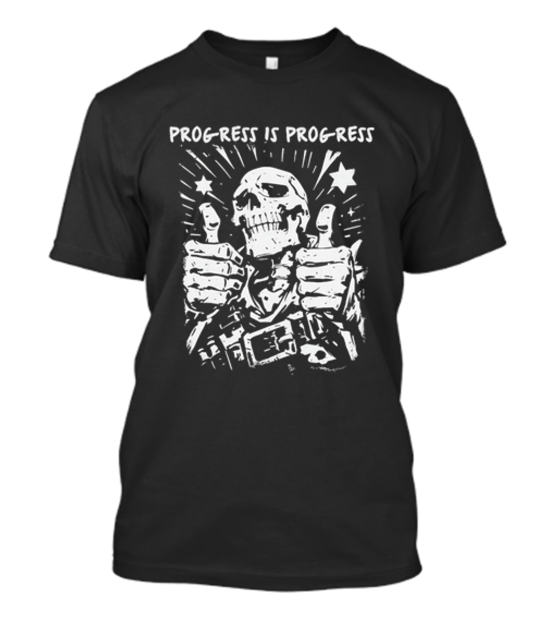 Progress Is Progress Skeleton Thumbs Up Double Stars T-Shirt