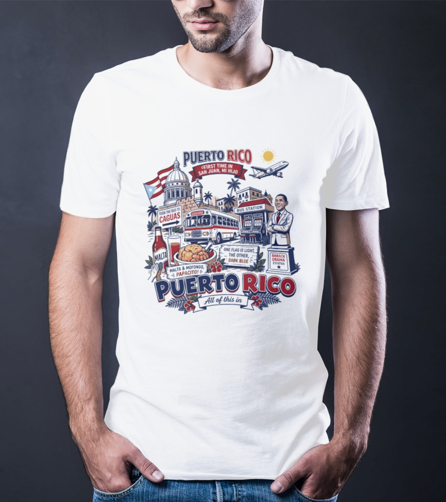 Puerto Rico Hijo San Juan Travel Coquis Papasito Salsa Dark Blue T-Shirt