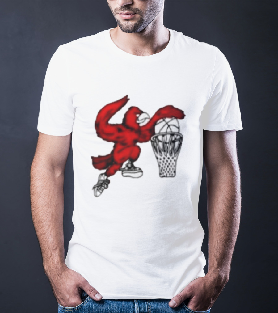 Red Cardinal Bird Dunking Basketball T-Shirt