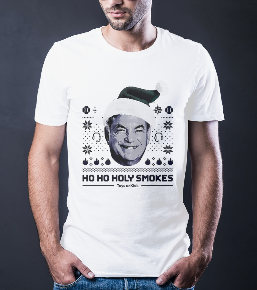 Rick Rizzs Ho Ho Holy Smokes Santa Hat Mariners Rizzsmas In July T-Shirt