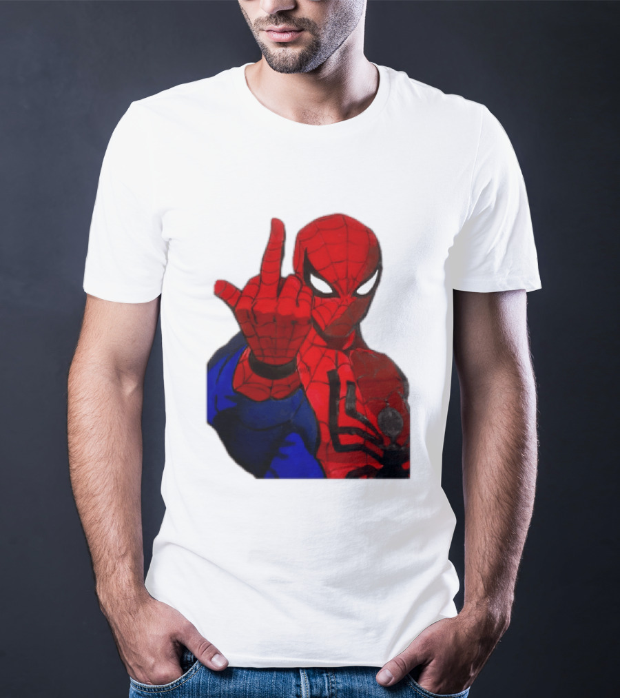 Spider Man Middle Finger Gesture Iconic Superhero Attitude T-Shirt