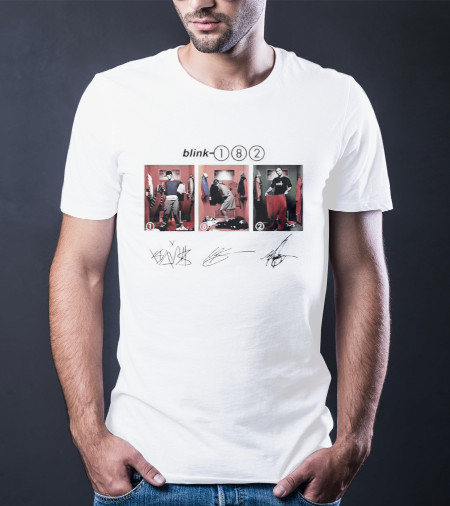 Blink 182 Trio Album Art With Autographs T-Shirt