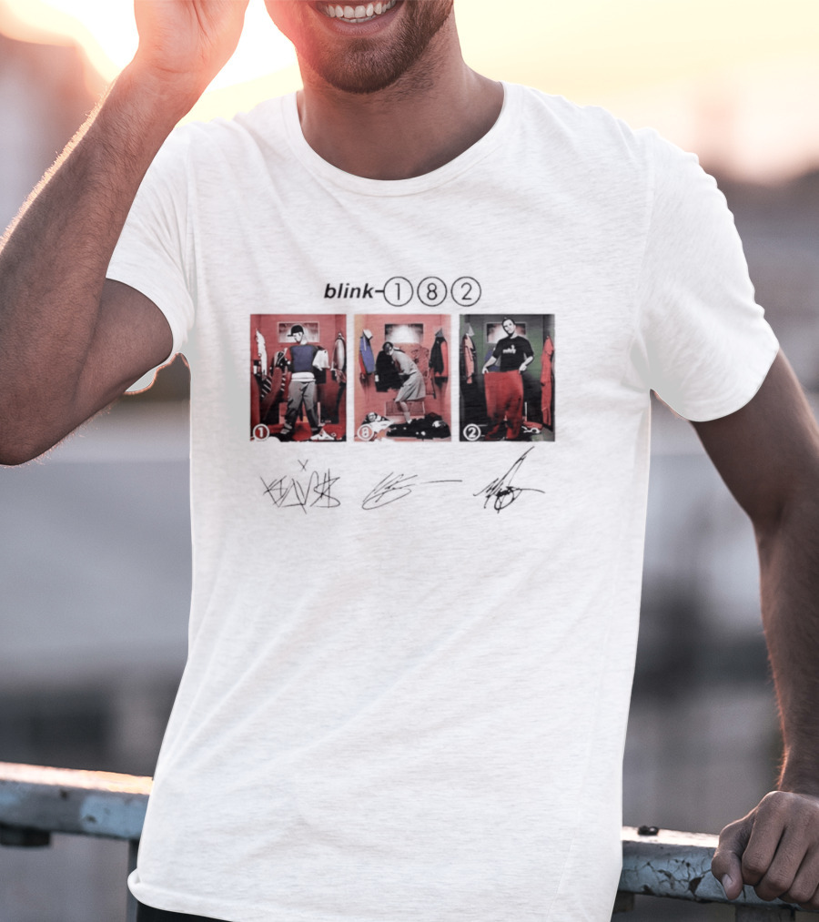 Blink 182 Trio Album Art With Autographs T-Shirt