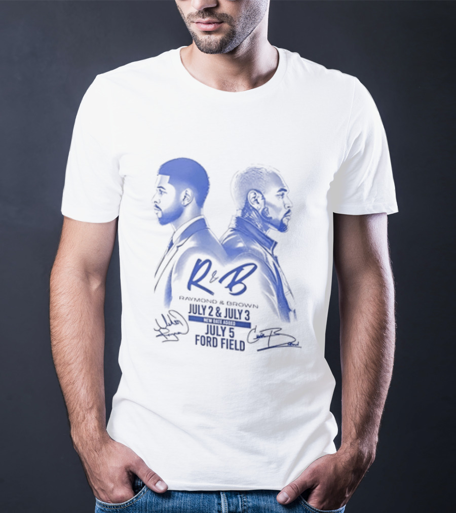 R&B Tour Chris Brown Usher Raymond Detroit Lions Ford Field T-Shirt