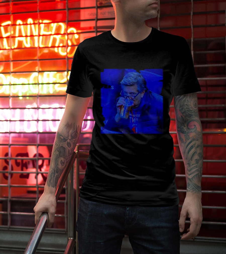 Minnesota Timberwolves Chris Finch NBA Basketball Drinking Beer Image T-Shirt