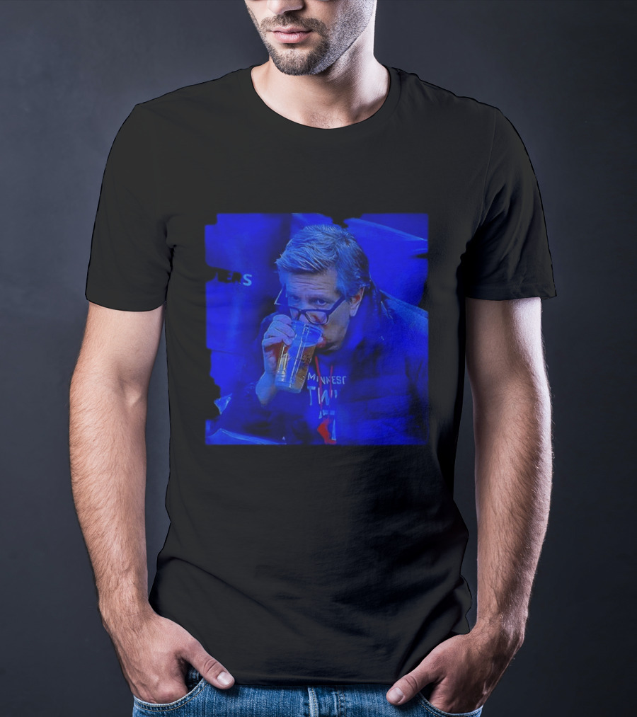 Minnesota Timberwolves Chris Finch NBA Basketball Drinking Beer Image T-Shirt