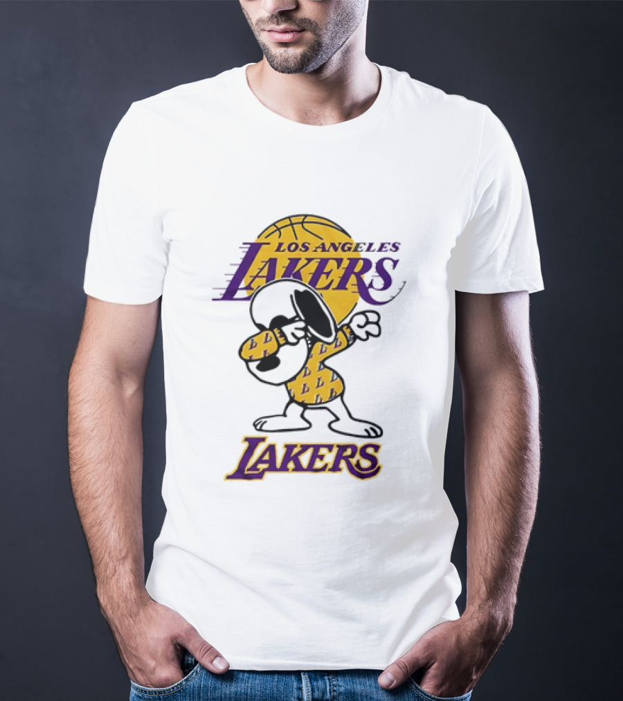 Dabbing Snoopy Los Angeles Lakers Basketball Mashup T-Shirt