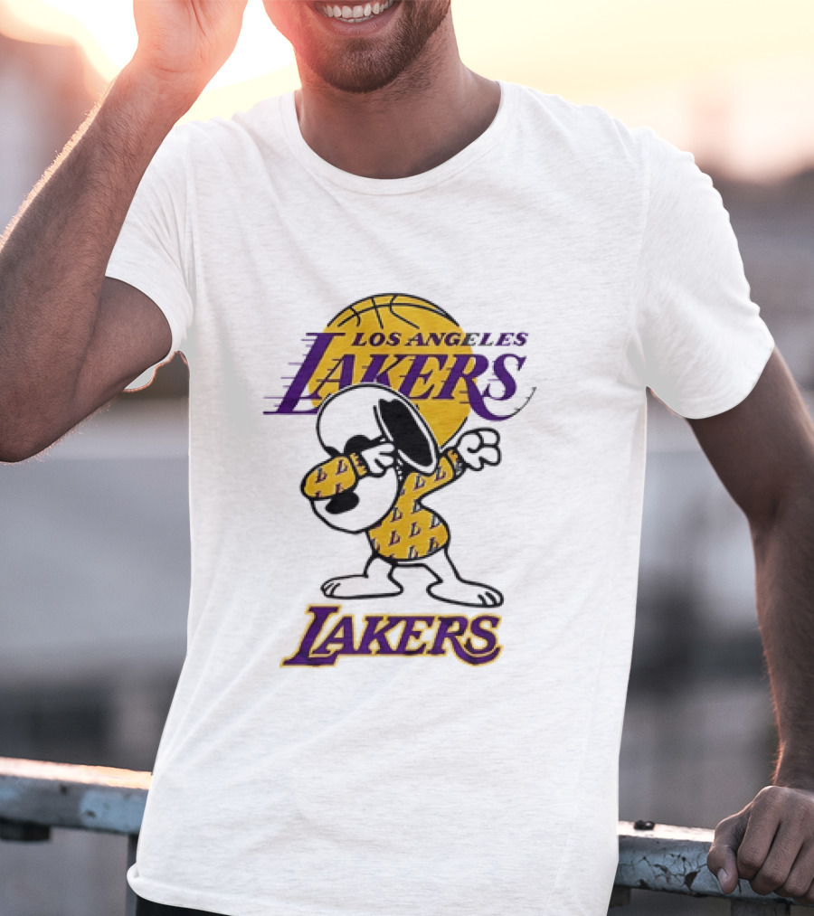 Dabbing Snoopy Los Angeles Lakers Basketball Mashup T-Shirt