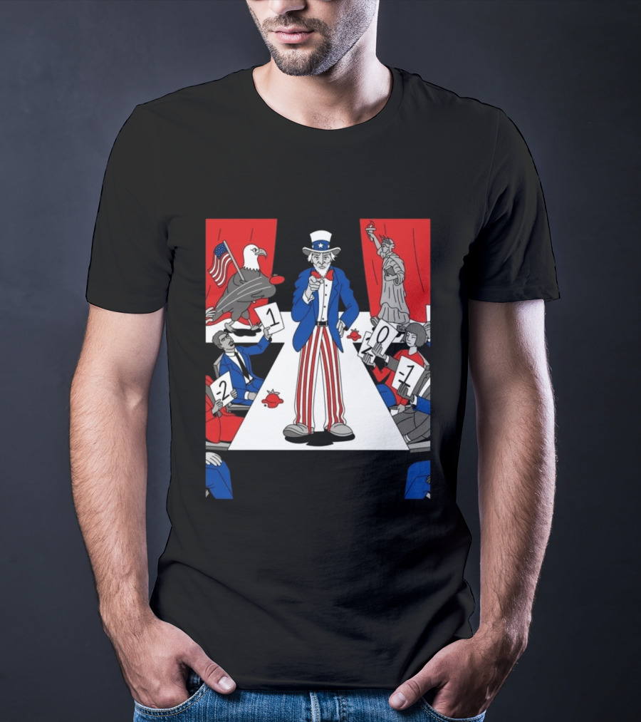 Uncle Sam Patriotic Symbol With Statue Of Liberty And American Eagle Political Commentary T-Shirt