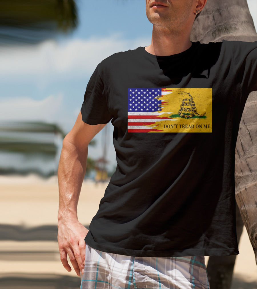 Don't Tread On Me American Flag Gadsden Snake T-Shirt