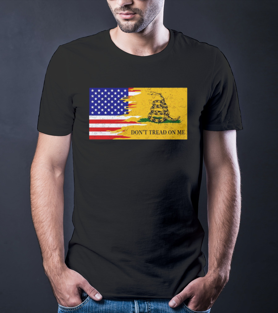 Don't Tread On Me American Flag Gadsden Snake T-Shirt