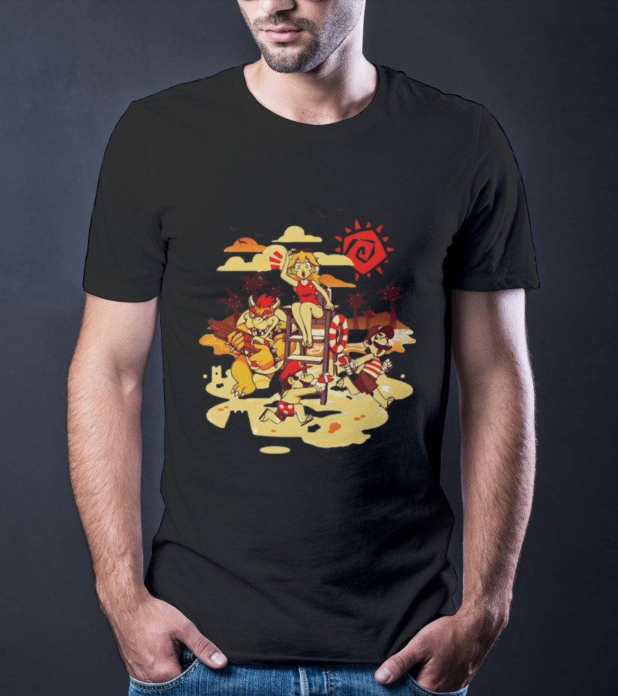 Frenemies Summer Beach Fun Mario Luigi Princess Peach Bowser Adventure T-Shirt