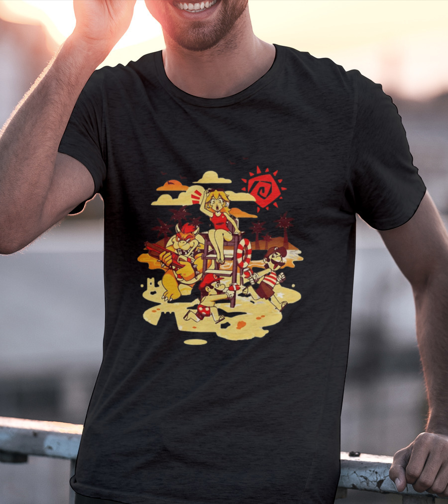 Frenemies Summer Beach Fun Mario Luigi Princess Peach Bowser Adventure T-Shirt