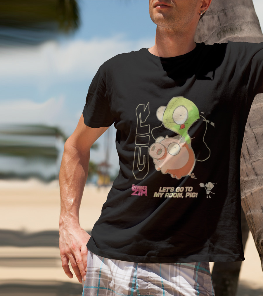 GIR Invader Zim Let's Go To My Room Pig Ride Adventure T-Shirt