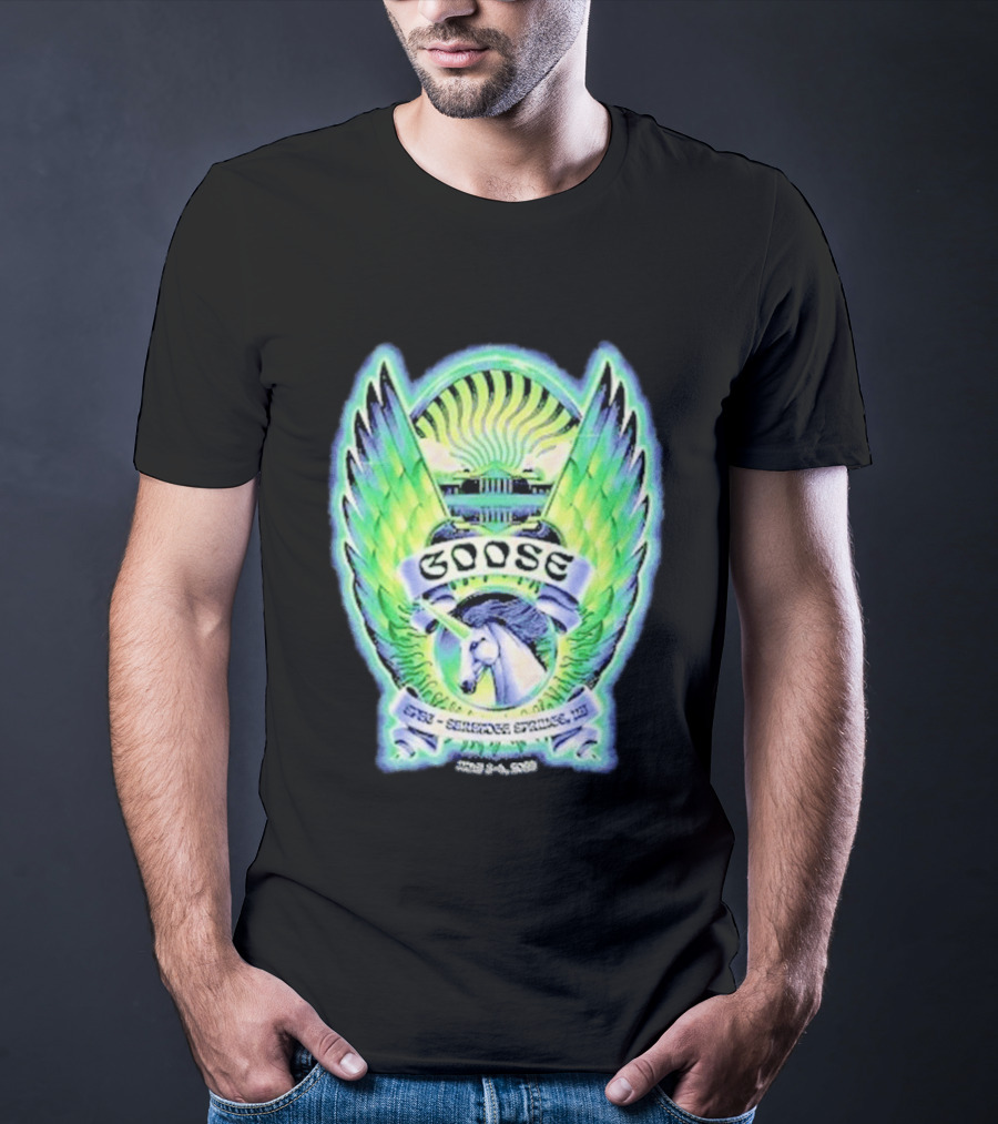 Goose The Band Saratoga Springs July 3 4 2026 Winged Horse New York Concert Tour T-Shirt