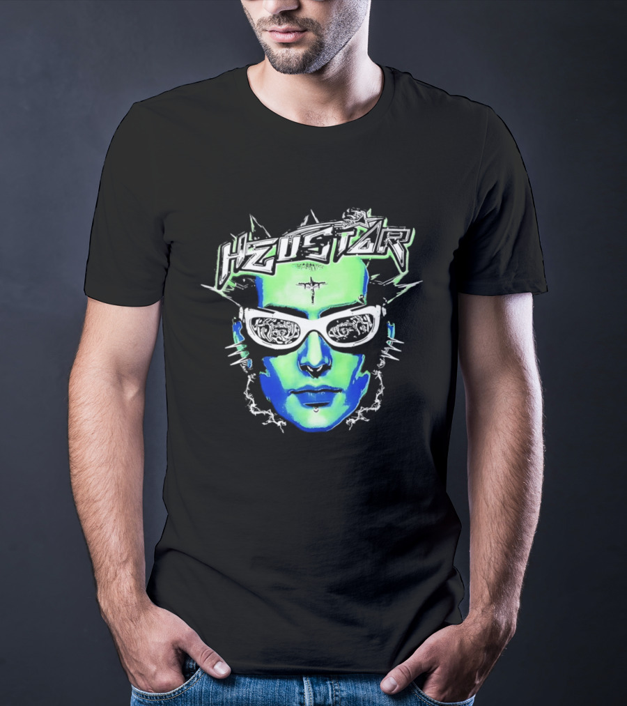 Heustar Face Futuristic Cyberpunk Digital Neon Aesthetic T-Shirt