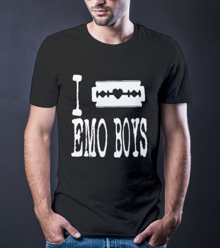 I Emo Boys Heart Razor Blade T-Shirt