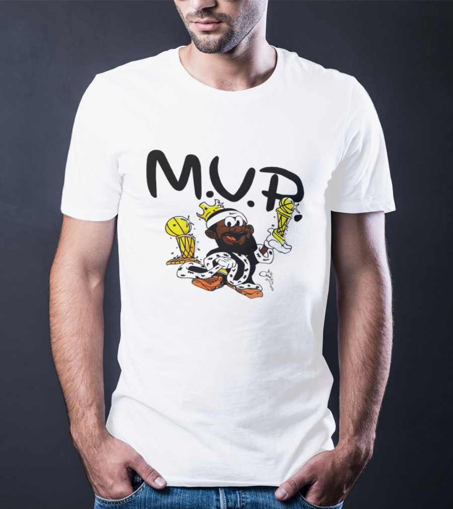 Lebron James MVP Cartoon With Trophy And Crown Lakers Basketball Bubble Boy T-Shirt