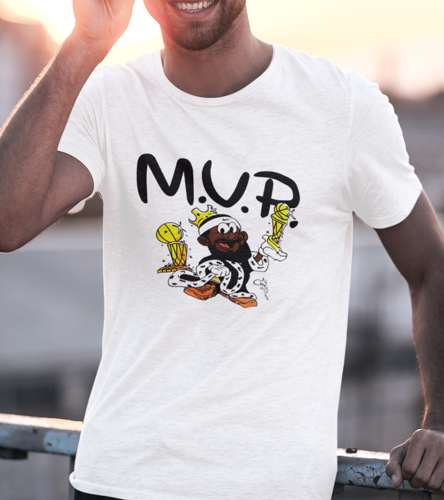 Lebron James MVP Cartoon With Trophy And Crown Lakers Basketball Bubble Boy T-Shirt