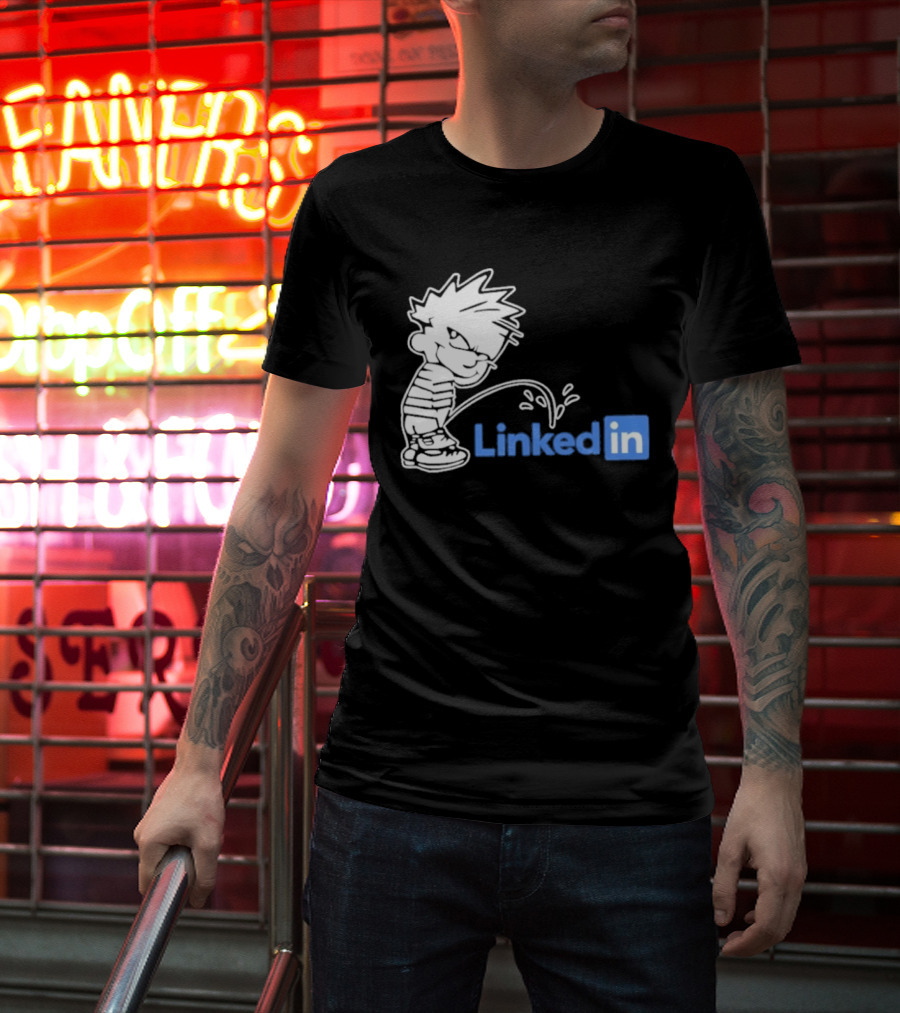 Calvin Pissing LinkedIn T-Shirt