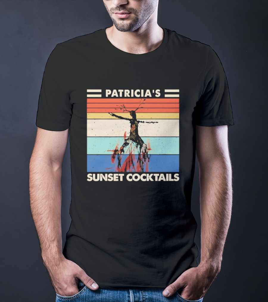 Patricia's Sunset Cocktails Vintage Beach Stripes T-Shirt
