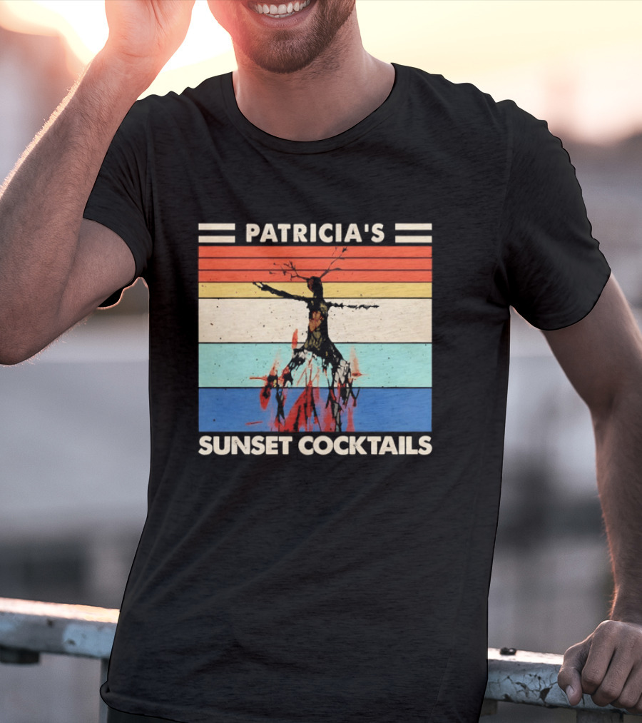 Patricia's Sunset Cocktails Vintage Beach Stripes T-Shirt