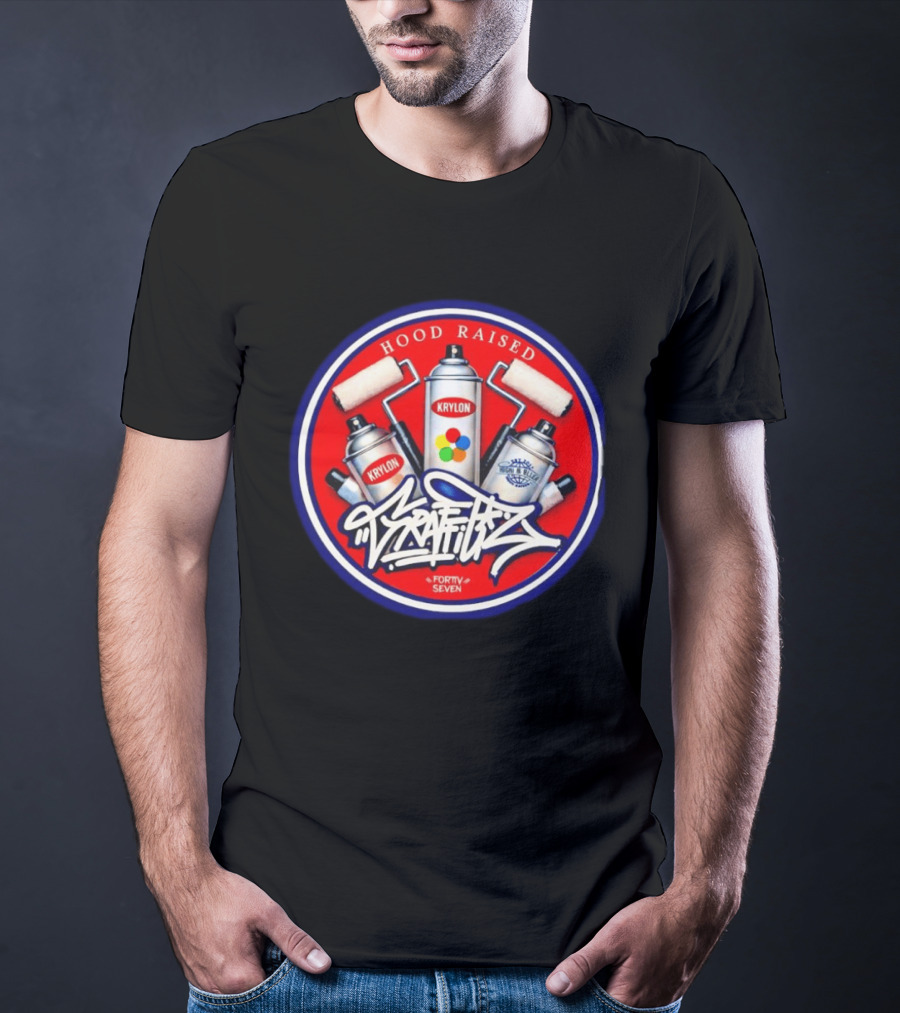 Hood Raised Krylon Graffiti Forty Seven High Bller Est 2017 T-Shirt