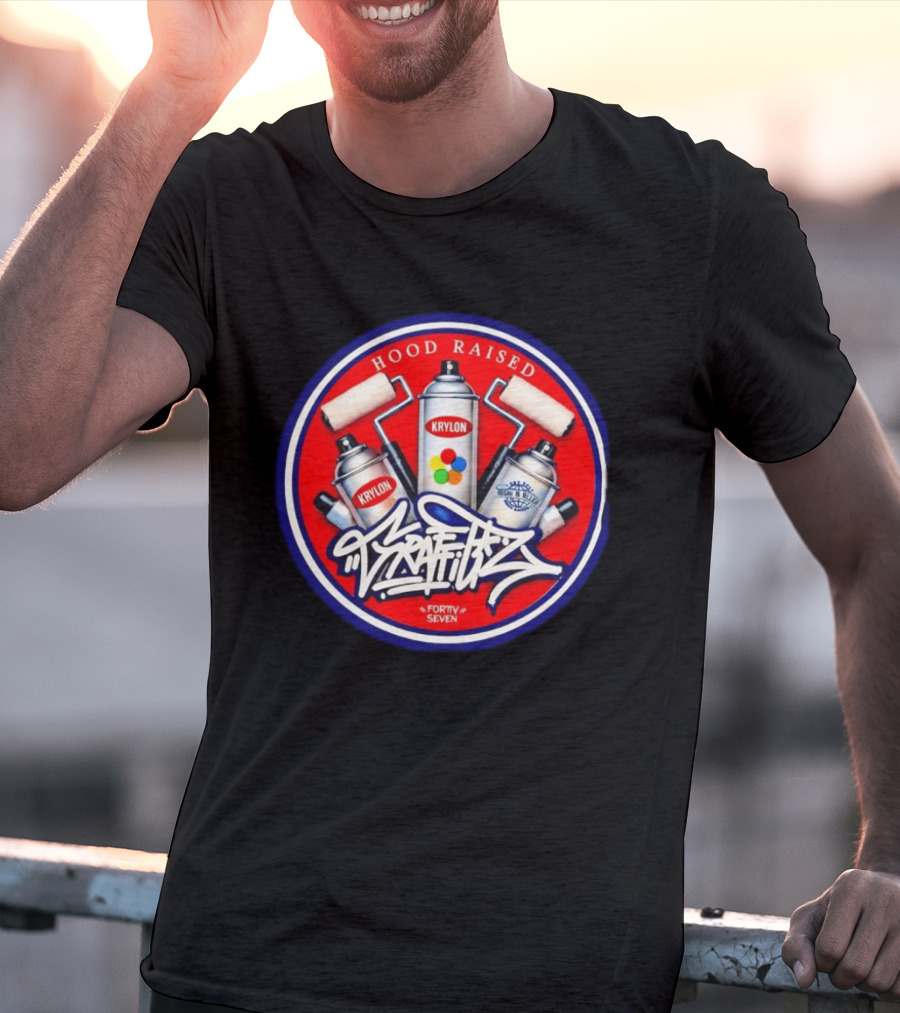 Hood Raised Krylon Graffiti Forty Seven High Bller Est 2017 T-Shirt