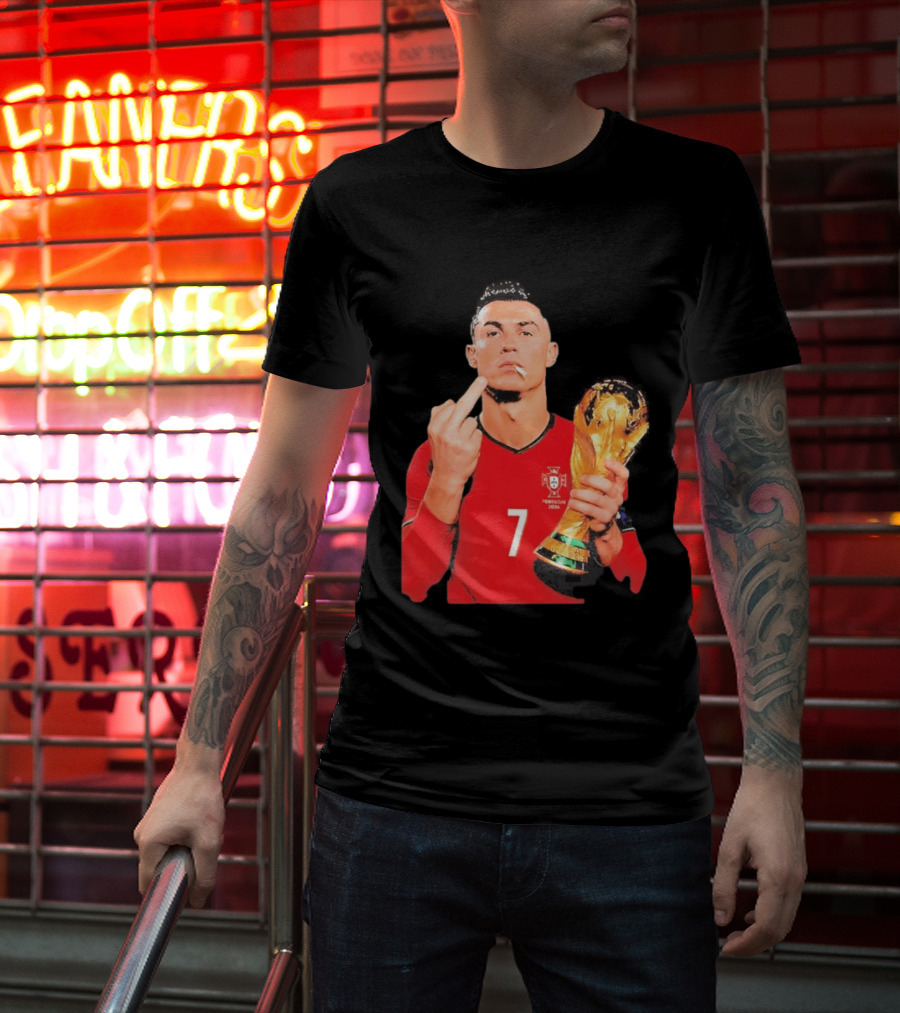 Cristiano Ronaldo Portugal 7 Middle Finger World Cup Trophy T-Shirt