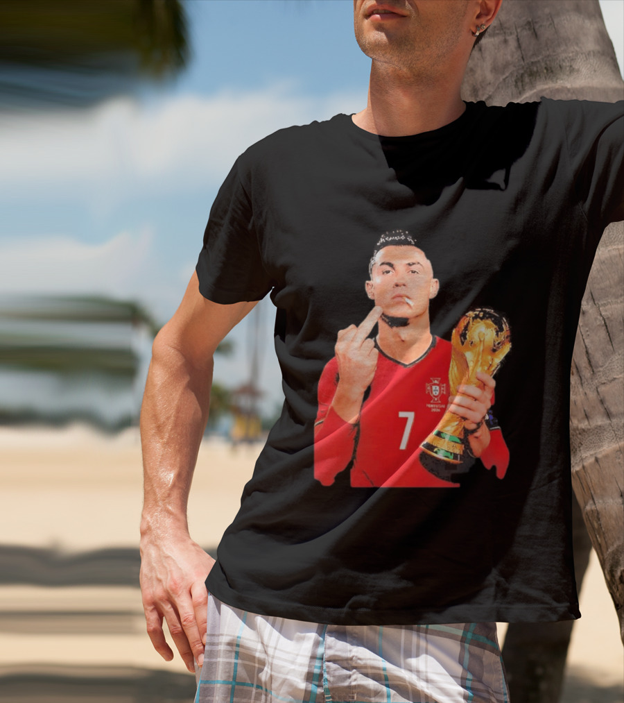 Cristiano Ronaldo Portugal 7 Middle Finger World Cup Trophy T-Shirt